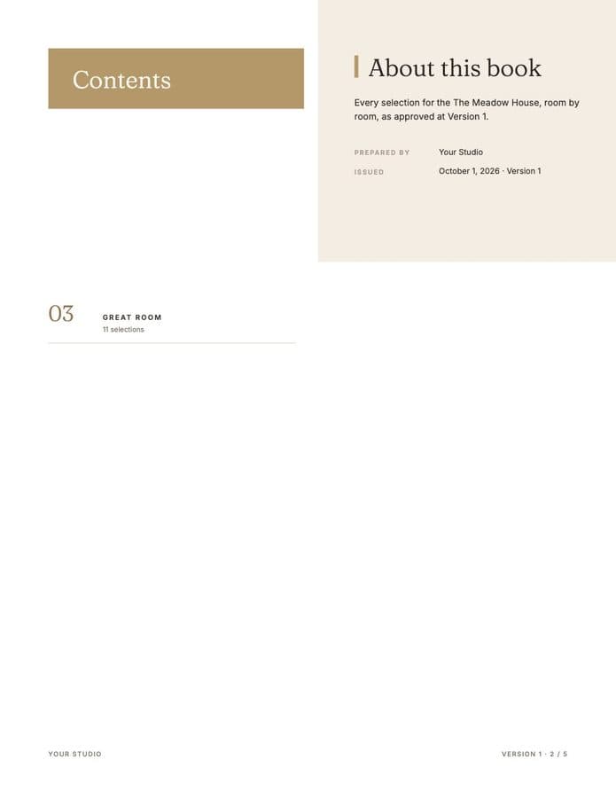 Blocks look book, contents page