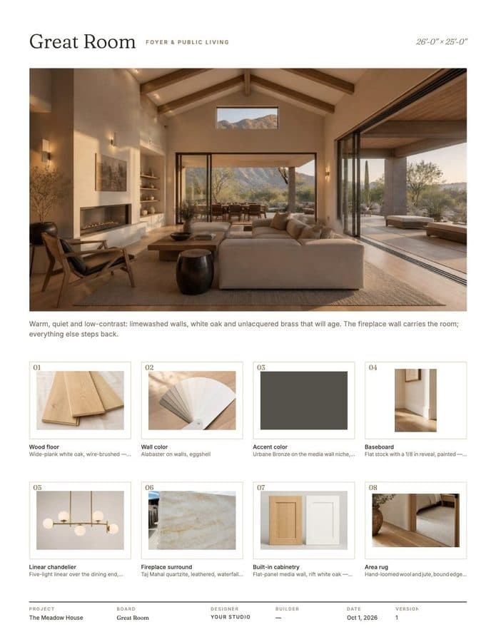 Presentation boards look book, portrait room board