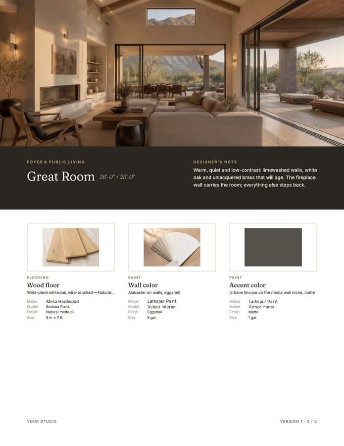 Catalog tear sheets look book, room page